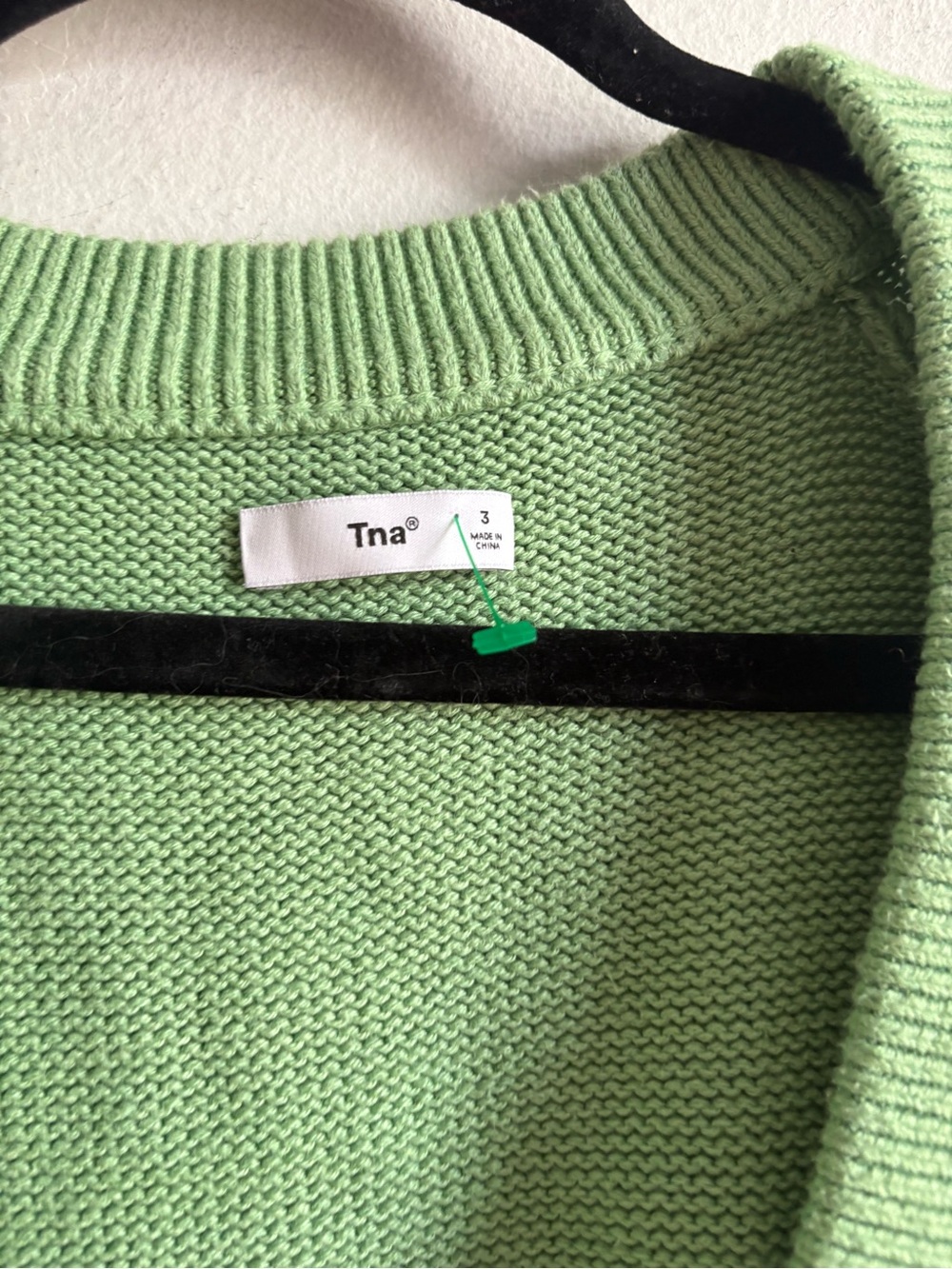 Aritzia TNA Sz L Knit Green Relaxed Cotton Blend Cardigan Sweater - Picture 3 of 9